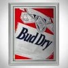 RARE-T Budweiser Beer Bud Dry Vintage Etched Bar Mirror Display