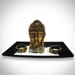 Decor L'Autre Sens Collectible Statues Buddha Head With Tea Light Tray Fine Art Statue