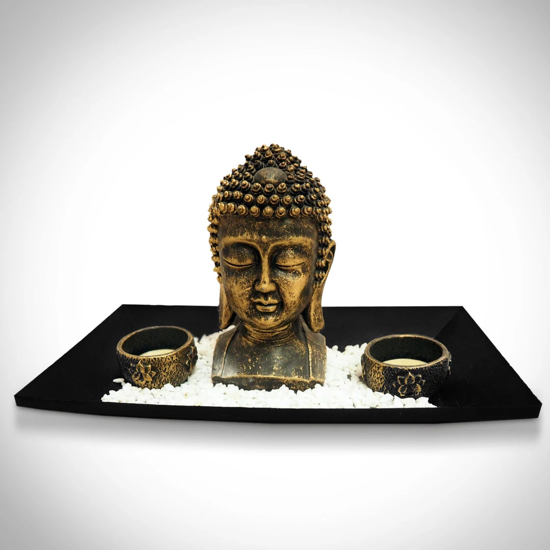 Decor L'Autre Sens Collectible Statues Buddha Head With Tea Light Tray Fine Art Statue 1 Decor L'Autre Sens Collectible Statues Buddha Head With Tea Light Tray Fine Art Statue
