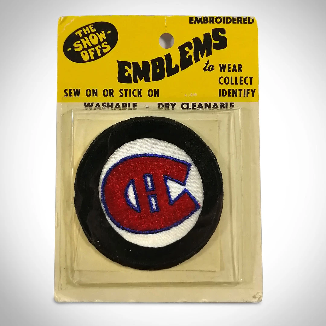 RARE-T Sports Memorabilia Montreal Canadiens Vintage Sealed Embroidered Hockey Puck Patch 1 RARE-T Sports Memorabilia Montreal Canadiens Vintage Sealed Embroidered Hockey Puck Patch