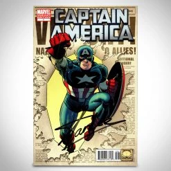 APW Captain America (2011) #1 Hand-Signed Comic Book By Stan Lee Custom Frame Signed Memorabilia