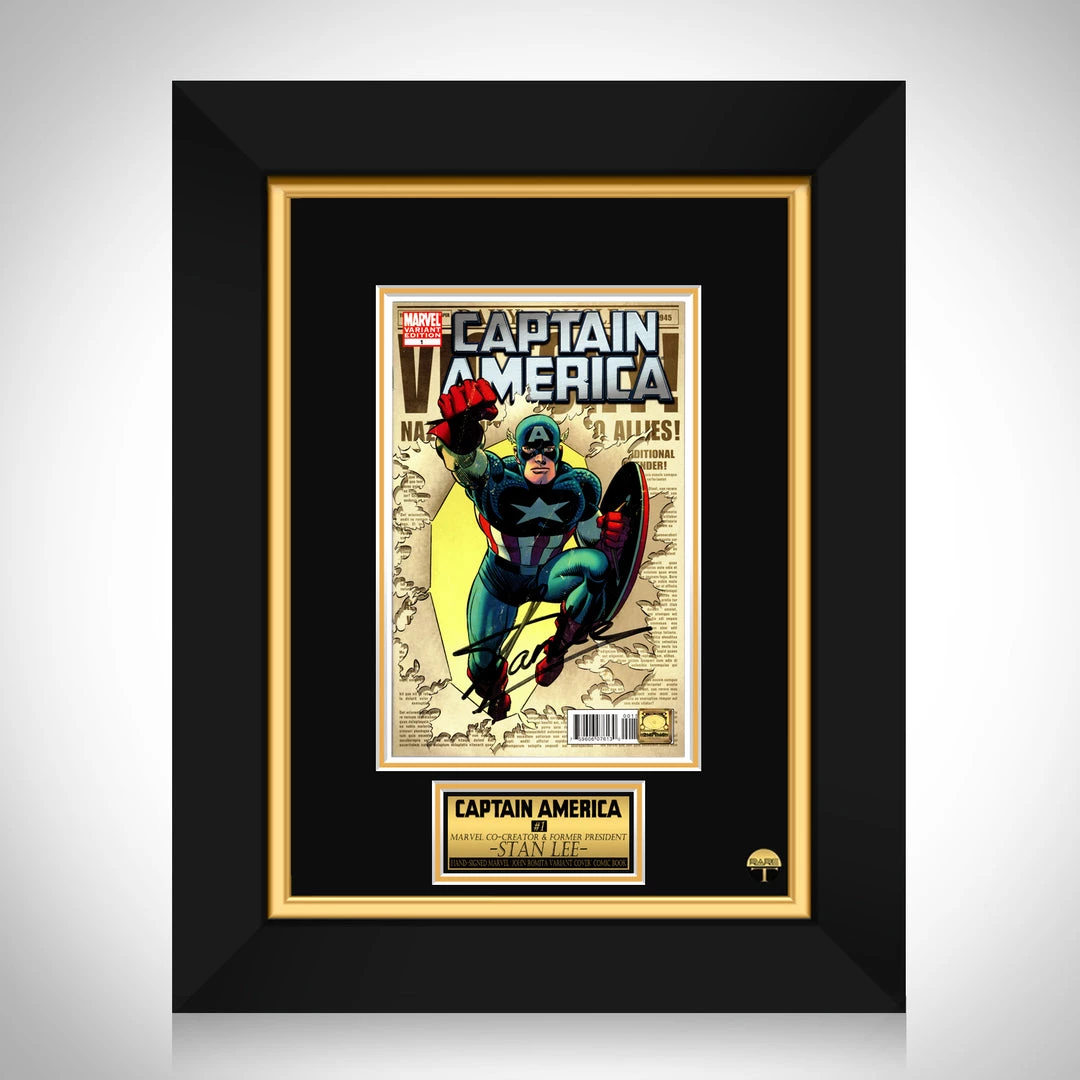 APW Captain America (2011) #1 Hand-Signed Comic Book By Stan Lee Custom Frame Signed Memorabilia 1 APW Captain America (2011) #1 Hand-Signed Comic Book By Stan Lee Custom Frame Signed Memorabilia