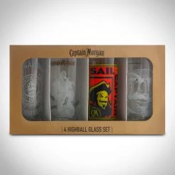MIMI Barware & Signs Captain Morgan Set Of 4 Highball Rum 16oz Glasses