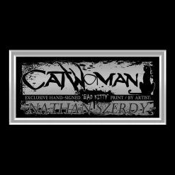 VAULT COLLECTIBLES Catwoman 'Bad Kitty' Hand-Signed Artwork Print By Artist Nathan Szerdy Custom Frame