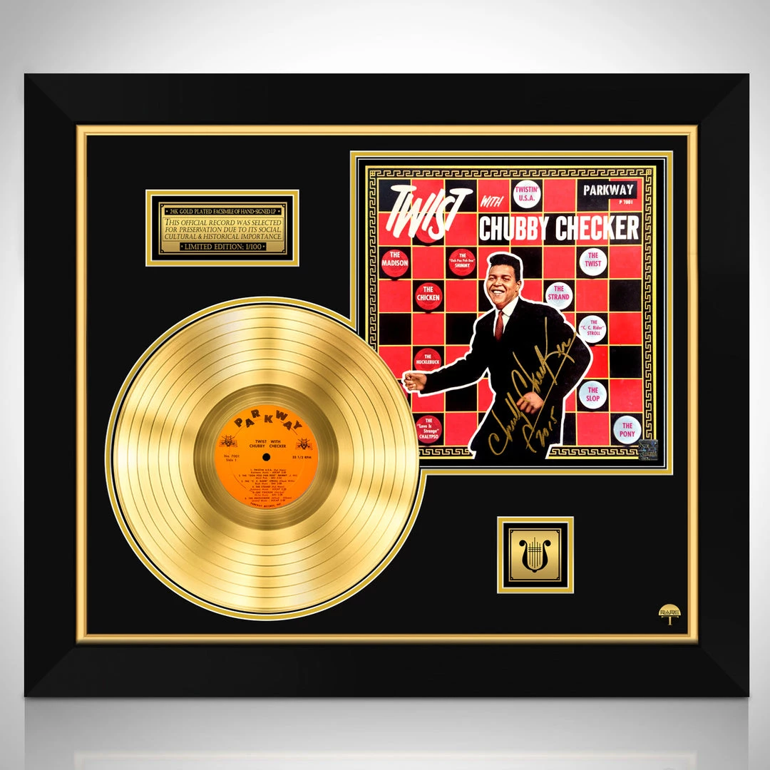 RARE-T Limited Edition Frames Chubby Checker - Twist With Chubby Checker Gold LP Limited Signature Edition Studio Licensed Custom Frame 1 RARE-T Limited Edition Frames Chubby Checker - Twist With Chubby Checker Gold LP Limited Signature Edition Studio Licensed Custom Frame