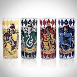 Oracle Harry Potter - Hogwarts House Crests Set Of 4 Tumbler Glasses Ready To Ship! 48 Hour Shipping!