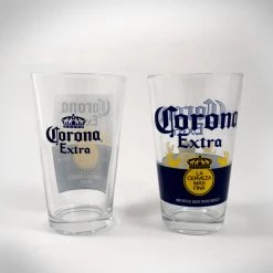 MIMI Corona Extra Label- Officially Licensed Corona Extra La Cerveza Mas Fina Set Of 2 Pub Pint Glasses