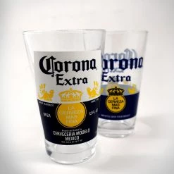 MIMI Corona Extra Label- Officially Licensed Corona Extra La Cerveza Mas Fina Set Of 2 Pub Pint Glasses