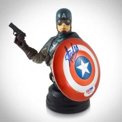 PPC Captain America - PSA Certified Hand-Signed Captain America Gentle Giant Limited Ed. Bust Bank Statue By Stan Lee Ready To Ship! 48 Hour Shipping!
