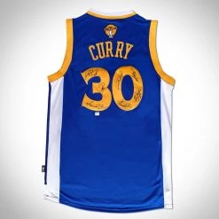APW Golden State Warriors- Team Hand-Signed Stephen Curry Blue Jersey Custom Frame Signed Memorabilia