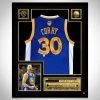 APW Golden State Warriors- Team Hand-Signed Stephen Curry Blue Jersey Custom Frame Signed Memorabilia