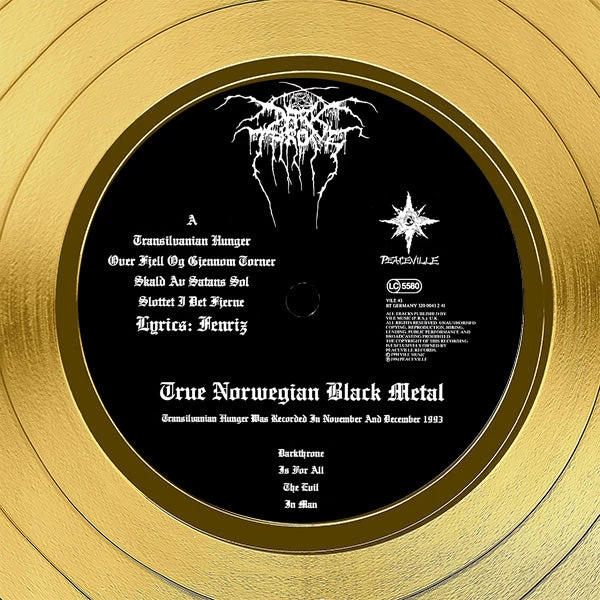 RARE-T Limited Edition Frames Darkthrone 'Transilvanian Hunger' Limited Collector Edition Studio Licensed Gold LP Custom Frame 3 RARE-T Limited Edition Frames Darkthrone 'Transilvanian Hunger' Limited Collector Edition Studio Licensed Gold LP Custom Frame