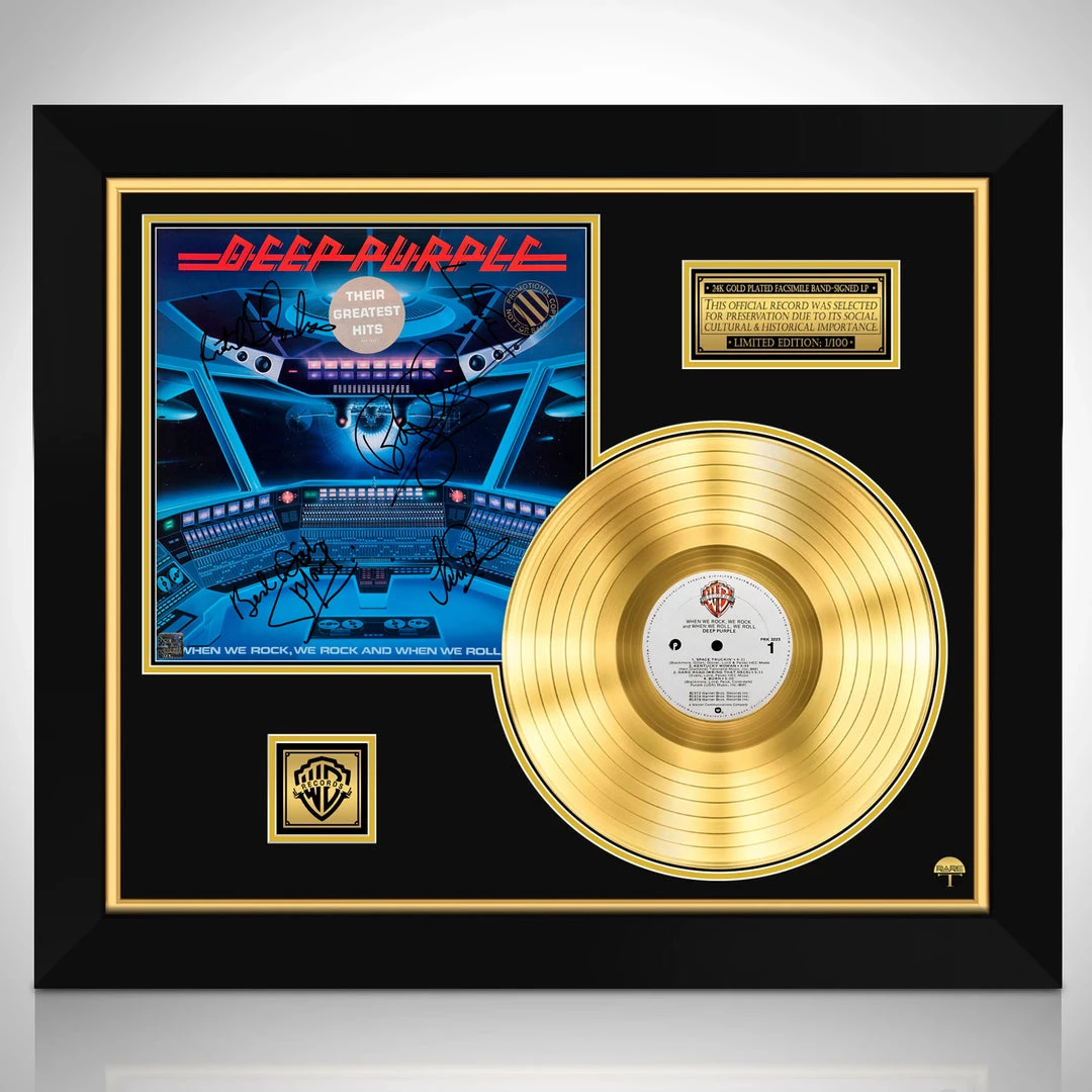 RARE-T Deep Purple When We Rock, We Rock Gold LP Limited Signature Edition Studio Licensed Custom Frame 1 RARE-T Deep Purple When We Rock, We Rock Gold LP Limited Signature Edition Studio Licensed Custom Frame