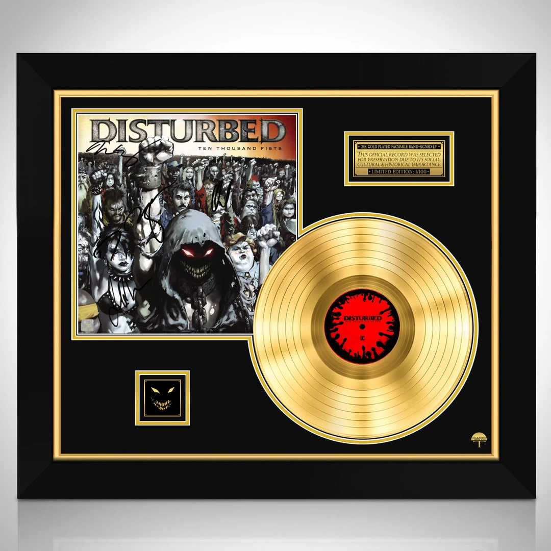 Rare-T Disturbed Ten Thousand Fists Limited Signature Edition Studio Licensed Gold LP Custom Frame Limited Edition Frames 1 Rare-T Disturbed Ten Thousand Fists Limited Signature Edition Studio Licensed Gold LP Custom Frame Limited Edition Frames