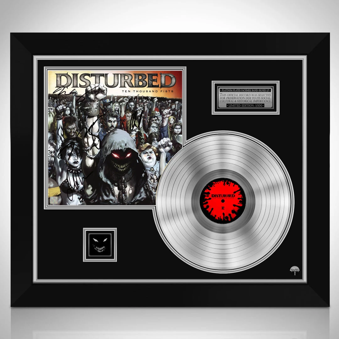 Rare-T Disturbed Ten Thousand Fists Limited Signature Edition Studio Licensed Platinum LP Custom Frame 1 Rare-T Disturbed Ten Thousand Fists Limited Signature Edition Studio Licensed Platinum LP Custom Frame