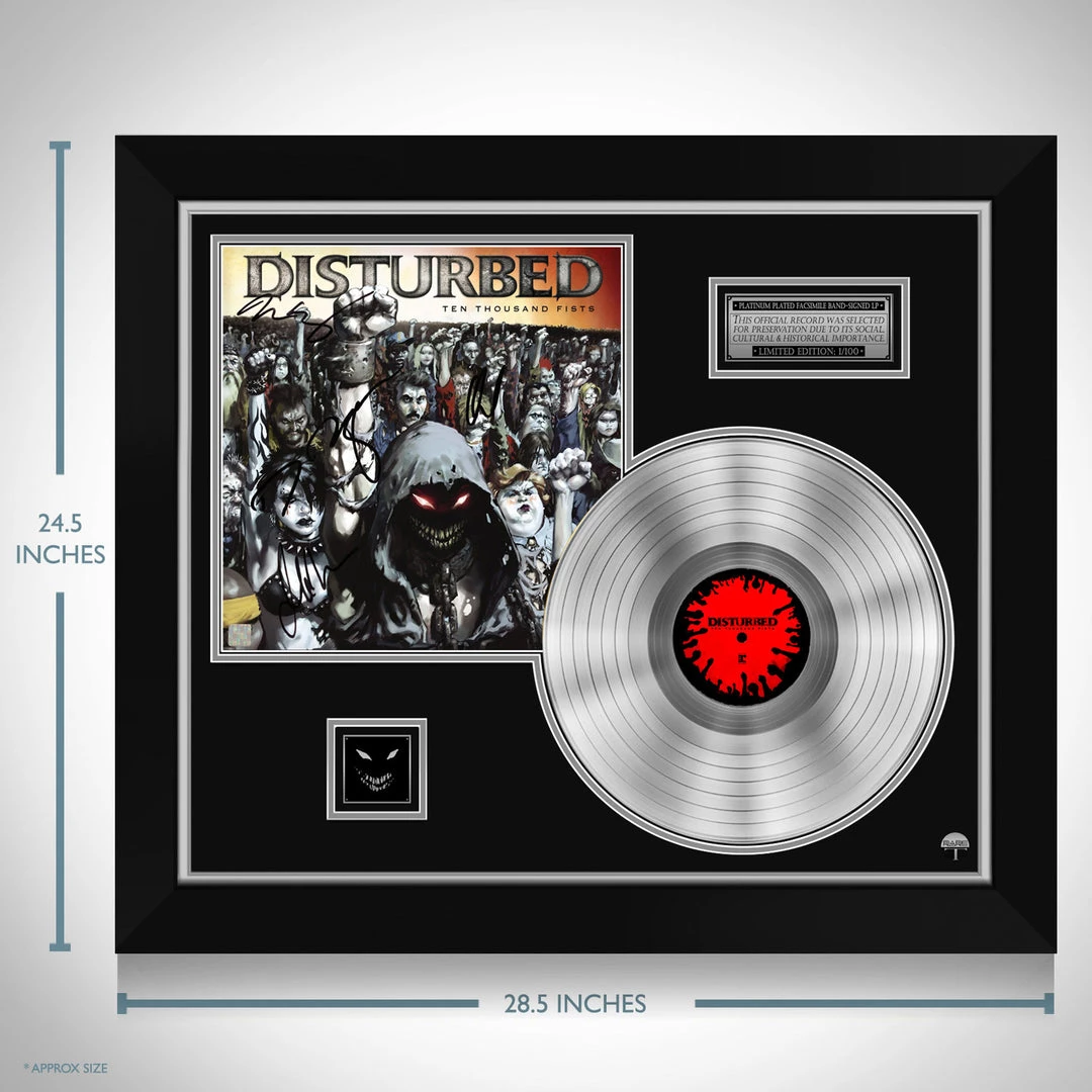 Rare-T Disturbed Ten Thousand Fists Limited Signature Edition Studio Licensed Platinum LP Custom Frame 3 Rare-T Disturbed Ten Thousand Fists Limited Signature Edition Studio Licensed Platinum LP Custom Frame