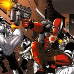 APW Deadpool - Hand-Signed Handmade Mp5K Gun Prop & Wooden Display Stand - By Stan Lee, Ryan Reynolds & Josh Brolin.