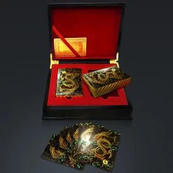 RARE-T 24K Gold Plated Playing Cards - Dragon Pattern Playing Cards With Elegant Display Box Ready To Ship! 48 Hour Shipping!