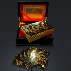 RARE-T 24K Gold Plated Playing Cards - Dragon Pattern Playing Cards With Elegant Display Box Ready To Ship! 48 Hour Shipping!