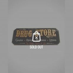 RARE-T Barware & Signs Traditional Wood Plank 'Gold Leaf Drug Store' Sign