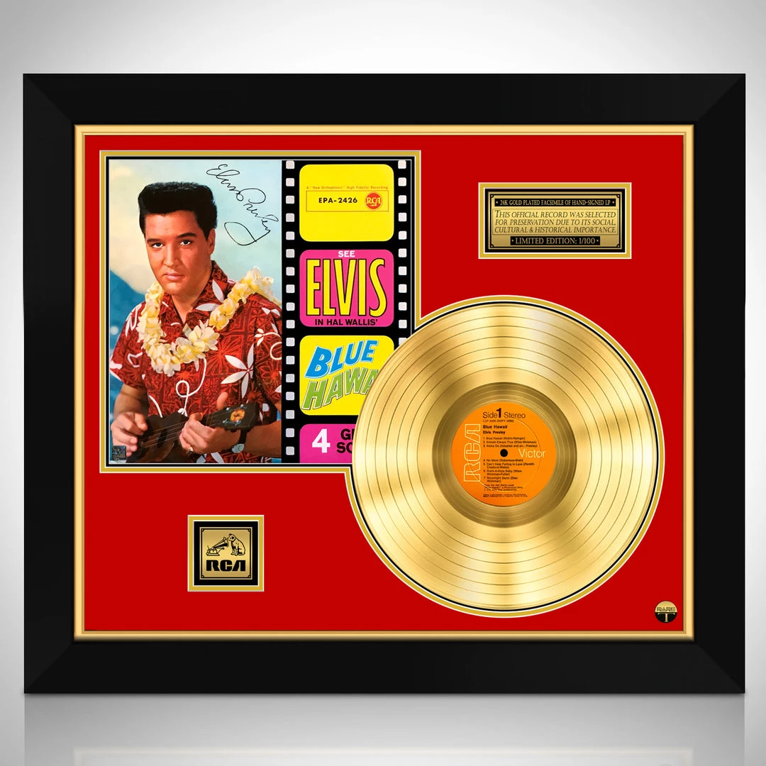 RARE-T Limited Edition Frames Elvis Presley Blue Hawaii Gold LP Limited Signature Edition Studio Licensed Custom Frame 1 RARE-T Limited Edition Frames Elvis Presley Blue Hawaii Gold LP Limited Signature Edition Studio Licensed Custom Frame