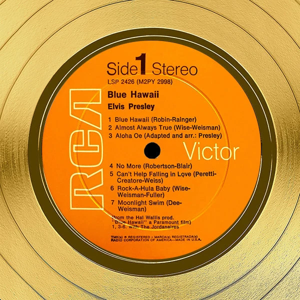 RARE-T Limited Edition Frames Elvis Presley Blue Hawaii Gold LP Limited Signature Edition Studio Licensed Custom Frame 3 RARE-T Limited Edition Frames Elvis Presley Blue Hawaii Gold LP Limited Signature Edition Studio Licensed Custom Frame