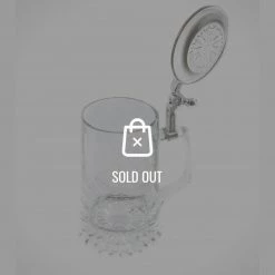 RARE-T Vintage Etched Glass 'Grand Turk 1786' Metal-Lidded Beer Stein