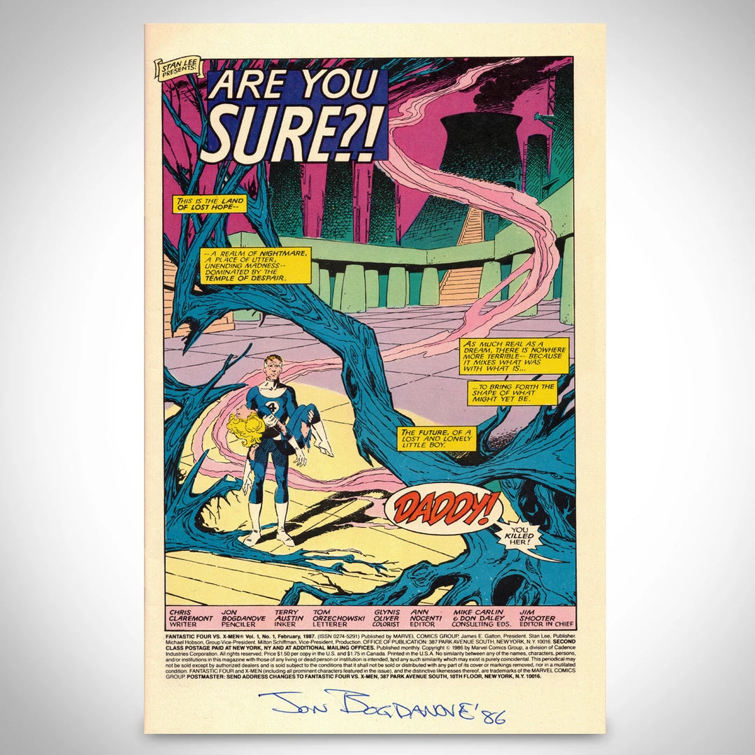 APW Fantastic Four Vs X-Men #1 Feb (1986) Hand-Signed Comic Book By Jon Bogdanove Custom Frame 4 APW Fantastic Four Vs X-Men #1 Feb (1986) Hand-Signed Comic Book By Jon Bogdanove Custom Frame