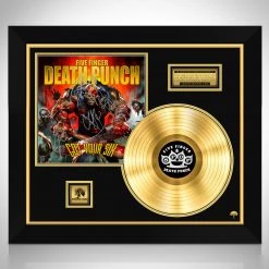 Rare-T Limited Edition Frames Five Finger Death Punch Got Your Six Gold LP Limited Signature Edition Studio Licensed Custom Frame