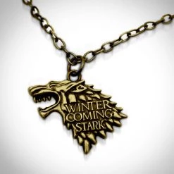 ANIME MALL Game Of Thrones - Winter Coming Stark Necklace- Bronze Color