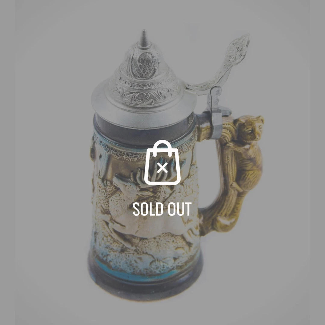 RARE-T Vintage Western Germany 'Hunting Scene' Metal Lid Beer Stein Barware & Signs 1 RARE-T Vintage Western Germany 'Hunting Scene' Metal Lid Beer Stein Barware & Signs