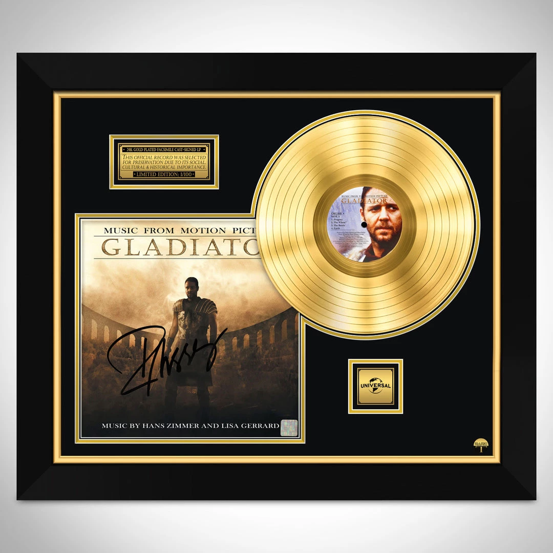 RARE-T Gladiator Movie Soundtrack Limited Signature Edition Studio Licensed Gold LP Custom Frame 1 RARE-T Gladiator Movie Soundtrack Limited Signature Edition Studio Licensed Gold LP Custom Frame