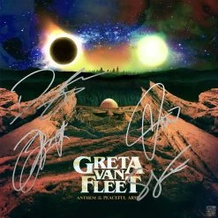 RARE-T Greta Van Fleet Anthem Of The Peaceful Army Gold LP Limited Signature Edition Studio Licensed Custom Frame