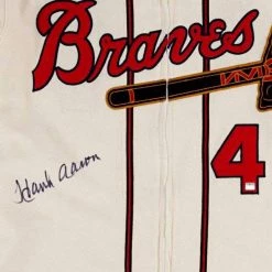 GIAN Atlanta Braves- Hand-Signed Jersey By #44 Hank Aaron Custom Frame Signed Memorabilia