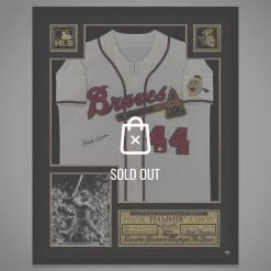 GIAN Atlanta Braves- Hand-Signed Jersey By #44 Hank Aaron Custom Frame Signed Memorabilia