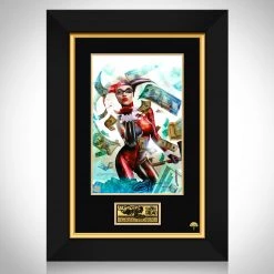 VAULT COLLECTIBLES Harley Quinn 'Classic Harley Blowing A Kiss' Hand-Signed Artwork Print By Artist Greg Horn Custom Frame