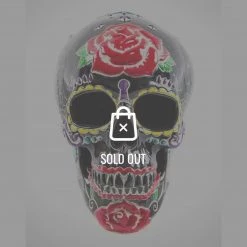 RARE-T Handcrafted Colorful 'Tattoo Flash/Day Of The Dead Human Skull' Piggy Bank/Statue Collectible Statues