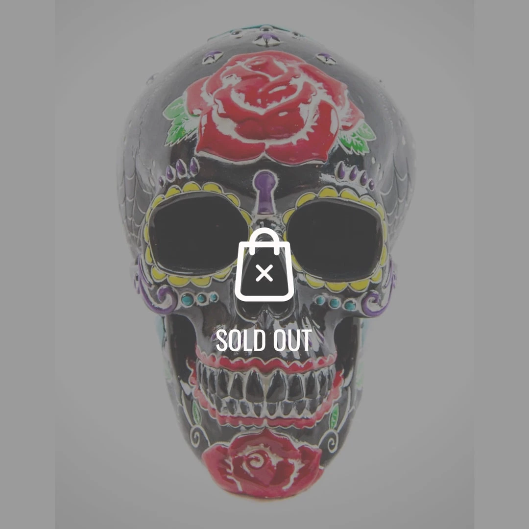 RARE-T Handcrafted Colorful 'Tattoo Flash/Day Of The Dead Human Skull' Piggy Bank/Statue Collectible Statues 1 RARE-T Handcrafted Colorful 'Tattoo Flash/Day Of The Dead Human Skull' Piggy Bank/Statue Collectible Statues