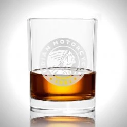Bullet Indian Motorcycle Shot Glass - Handmade Indian Motorcycle Etched Rock Glass Shot Glass