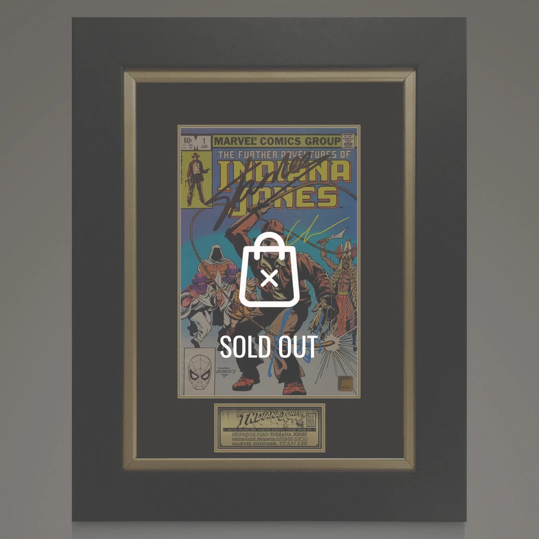 APW Signed Memorabilia Indiana Jones- The Further Adventures Of Indiana Jones #1 1982 Comic Book Hand-Signed By Harrison Ford, George Lucas & Stan Lee Custom Frame 1 APW Signed Memorabilia Indiana Jones- The Further Adventures Of Indiana Jones #1 1982 Comic Book Hand-Signed By Harrison Ford, George Lucas & Stan Lee Custom Frame