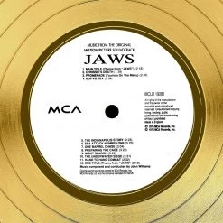 RARE-T Limited Edition Frames Jaws- Movie Soundtrack Limited Signature Edition Studio Licensed Gold LP Custom Frame
