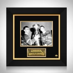 Michel Montreal Canadiens- Jean Beliveau & Maurice Richard Stanley Cup Hand-Signed Photo Custom Frame Sports Memorabilia