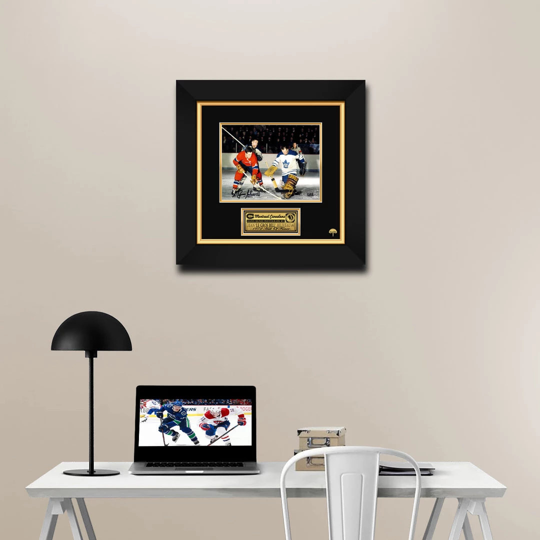 Michel Montreal Canadiens- Jean Béliveau #4 Home Jersey Attacking The Net Hand-Signed Photo Custom Frame Sports Memorabilia 3 Michel Montreal Canadiens- Jean Béliveau #4 Home Jersey Attacking The Net Hand-Signed Photo Custom Frame Sports Memorabilia