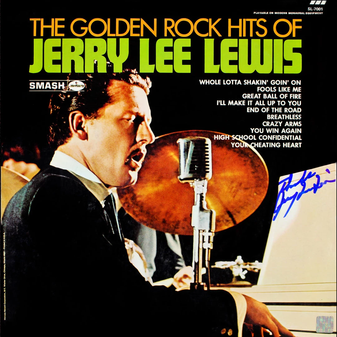 RARE-T Limited Edition Frames Jerry Lee Lewis The Golden Rock Hits Gold LP Limited Signature Edition Studio Licensed Custom Frame