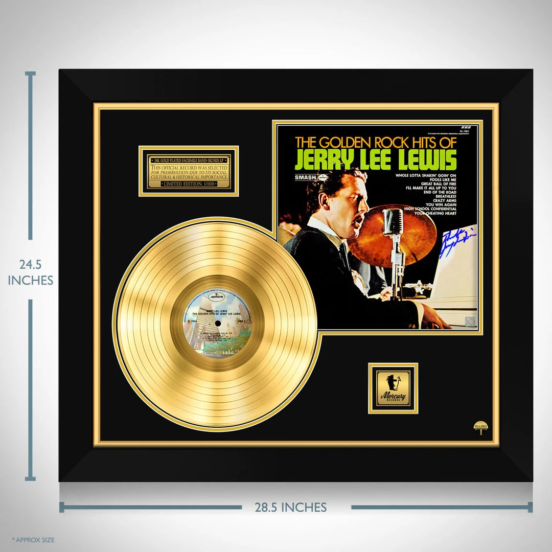 RARE-T Limited Edition Frames Jerry Lee Lewis The Golden Rock Hits Gold LP Limited Signature Edition Studio Licensed Custom Frame