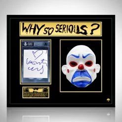 PPC Signed Memorabilia Batman Dark Knight Joker Clown Mask - Beckett Certified Hand-Signed Index By Heath Ledger Custom Shadow Box Frame