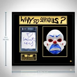 PPC Signed Memorabilia Batman Dark Knight Joker Clown Mask - Beckett Certified Hand-Signed Index By Heath Ledger Custom Shadow Box Frame