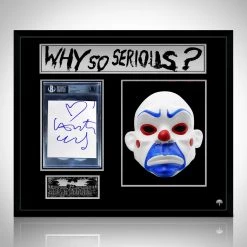 PPC Signed Memorabilia Batman Dark Knight Joker Clown Mask - Beckett Certified Hand-Signed Index By Heath Ledger Custom Shadow Box Frame