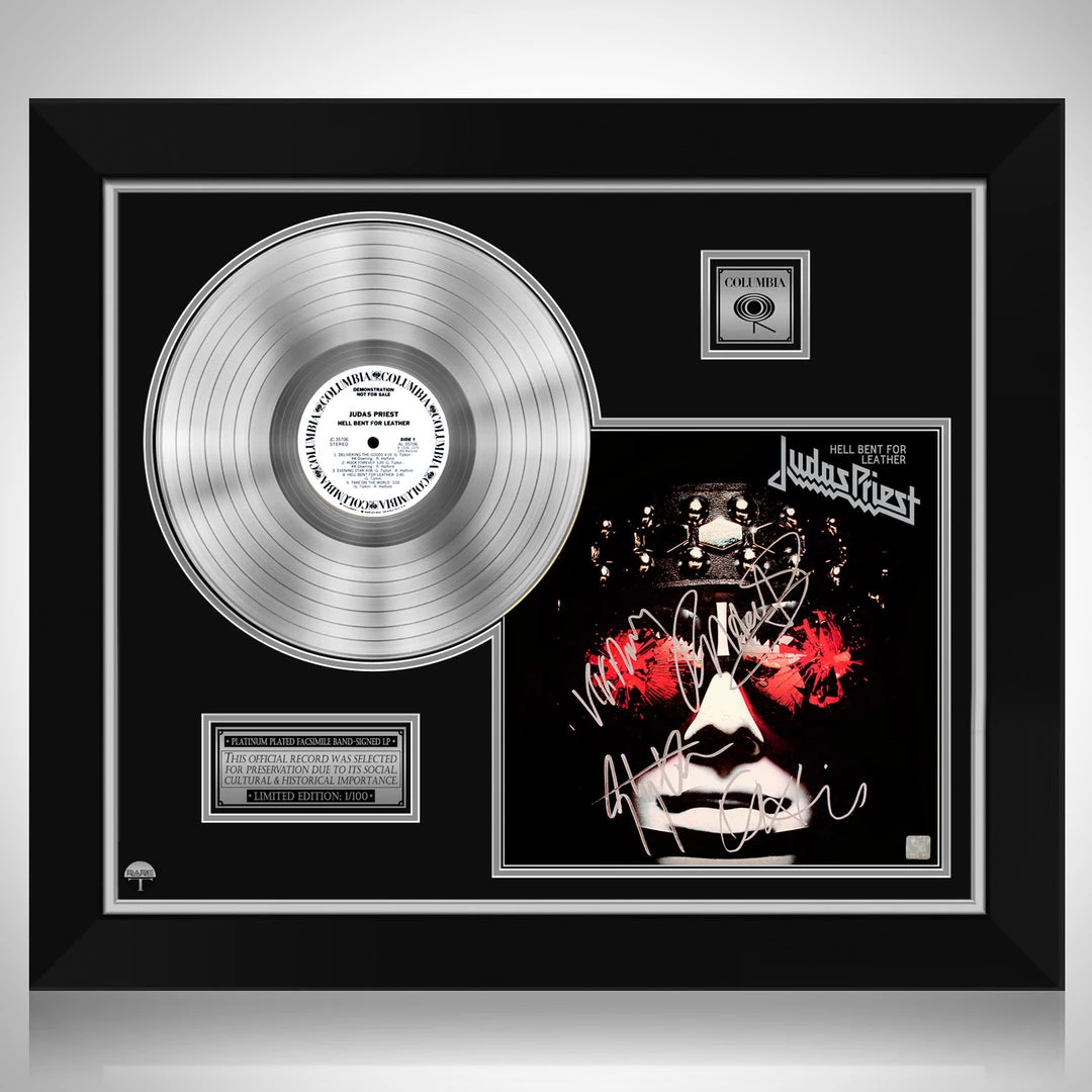 Rare-T Judas Priest Hell Bent Platinum LP For Leather Limited Signature Edition Studio Licensed Custom Frame 1 Rare-T Judas Priest Hell Bent Platinum LP For Leather Limited Signature Edition Studio Licensed Custom Frame