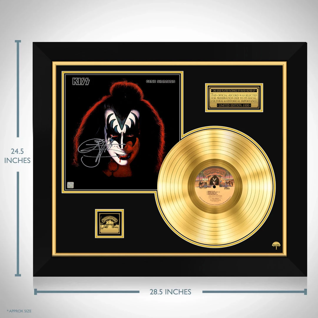 Rare-T Limited Edition Frames KISS - Gene Simmons Solo Album Limited Signature Edition Studio Licensed Gold LP Custom Frame 10 Rare-T Limited Edition Frames KISS - Gene Simmons Solo Album Limited Signature Edition Studio Licensed Gold LP Custom Frame